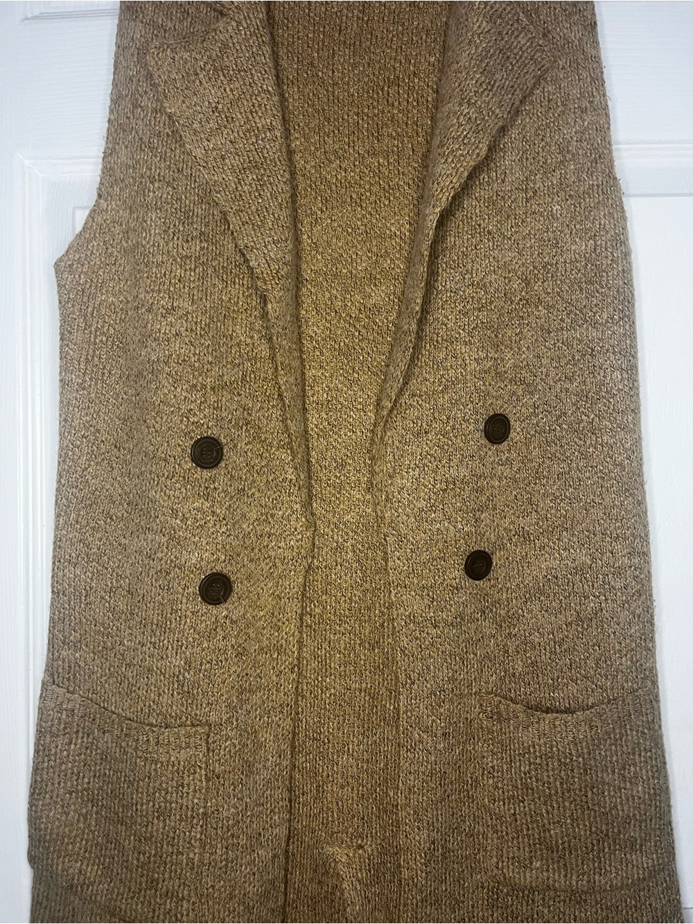 Love Tree Sleeveless Long Knit Vest in Camel Brown - Picture 2 of 8
